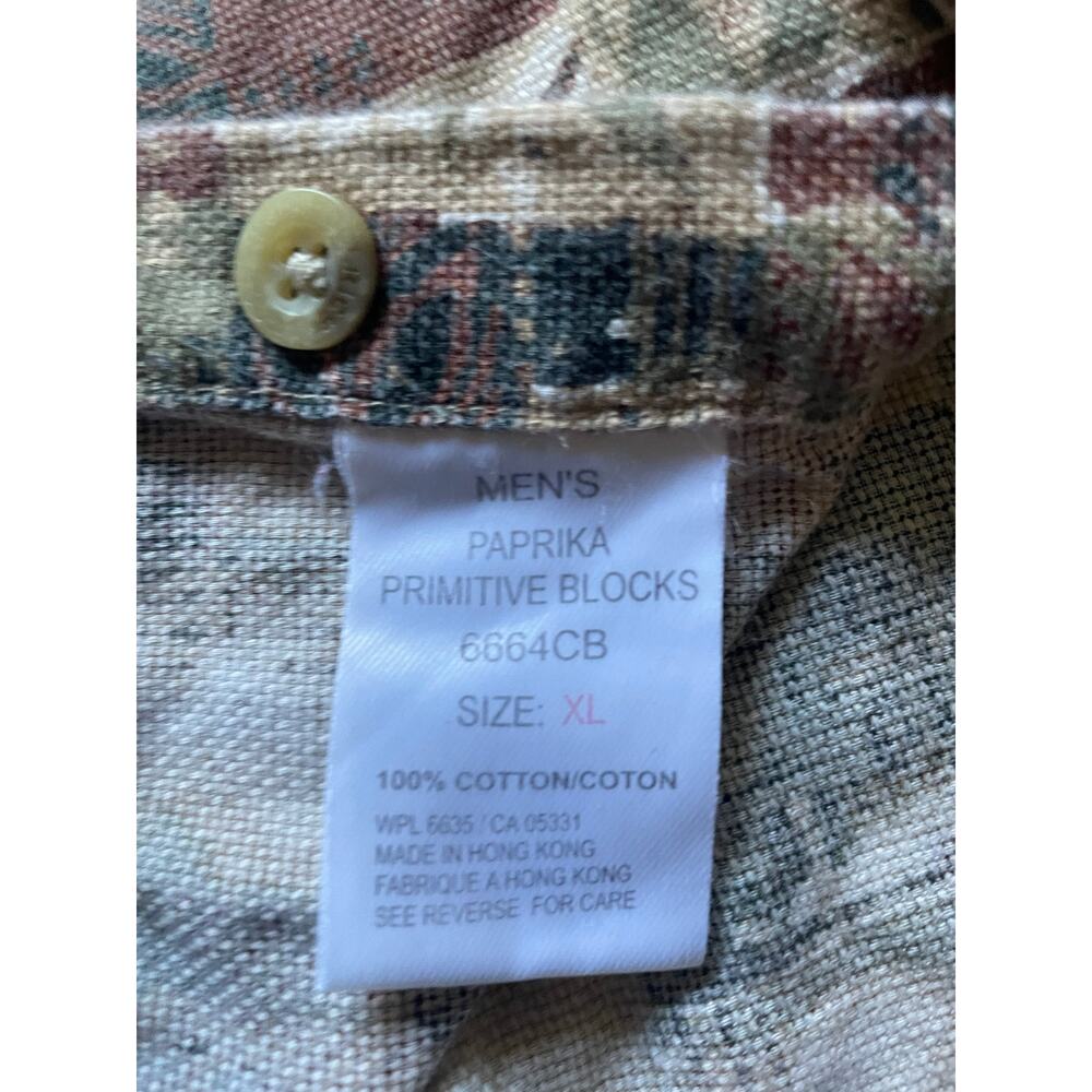Woolrich Mens Paprika Primitive Block Casual Button up Size XL Patchwork Natural - Picture 6 of 7